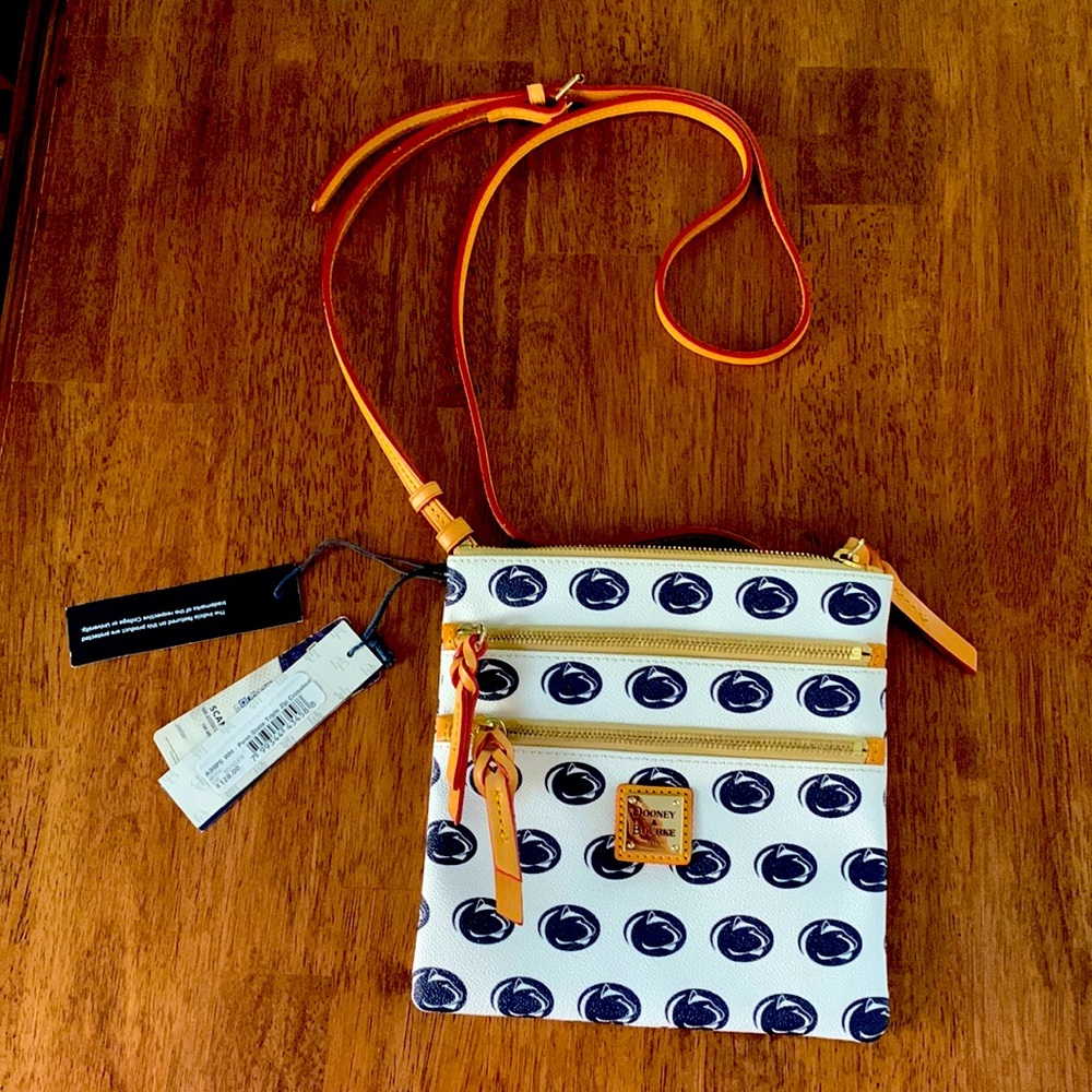 NWT Dooney & Bourke Penn State Nittany Lion blue and white Crossbody Purse